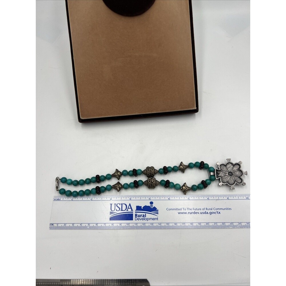Vintage Leonard Craig Designer Necklace Real Stones & Glass Jadeite Malachite - Picture 6 of 7
